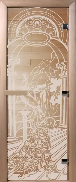 Дверь для сауны DoorWood Жар-птица, 700 х 1900 мм, без порога, прозрачная, коробка ольха
