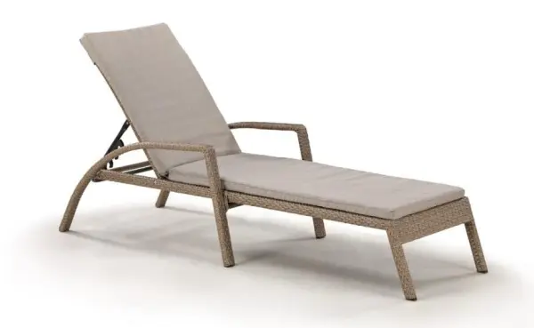 Плетеный шезлонг из искусственного ротанга A30B2-W56 Light Brown, коричневый, 200 х 91 x 70 см, с матрасом