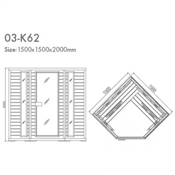 Инфракрасная сауна KOY H03-K62 четырехместная с цветотерапией, хемлок