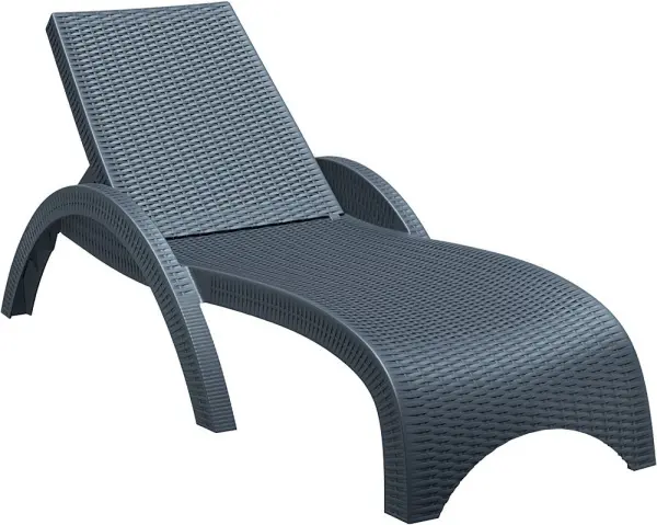 Пластиковое кресло шезлонг Siesta GS 1009, anthracite черное 187 x 73 x 44 см