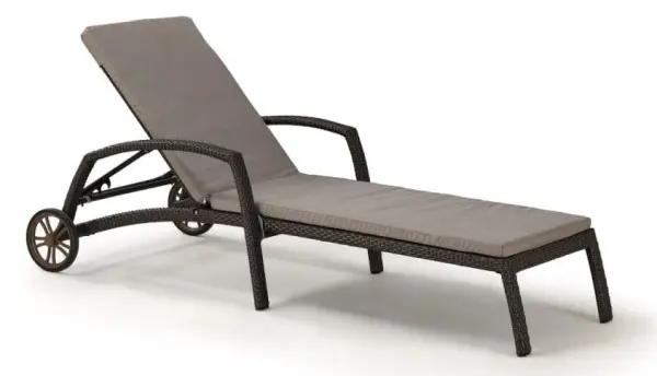 Лежак шезлонг плетеный A35A2-W53 Brown, коричневый, искуственный ротанг,  200 х 91 x 70 см, с матрасом 