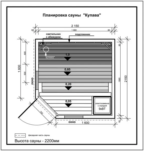 Сауна ИТС Купава, 2150x2150x2200 мм, липа, 73019