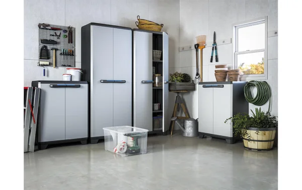 Пластиковый шкаф Keter Linear Tall Cabinet, black-grey, 17206640