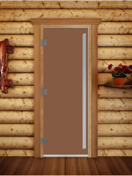Дверь DoorWood Престиж бронза матовая для бани, 700 х 1900 мм, с порогом, коробка ольха