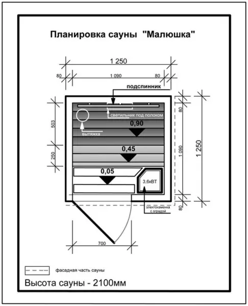 Сауна ИТС Малюшка, 1250x1250x2100 мм, липа, 73002