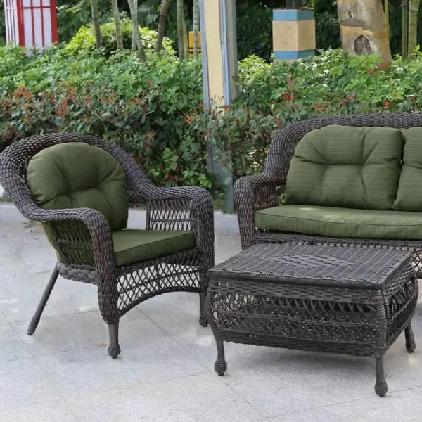 Мебель из искусственного ротанга в классическом стиле LV520BG Brown/Green, цвет коричневый/зеленый, 2-х местный диван и 2 кресла