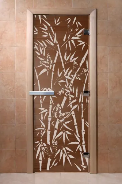 Дверь для сауны DoorWood бронза, рисунок Бамбук, 700 х 1900 мм, без порога, коробка ольха