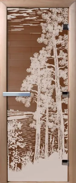 Стеклянная дверь DoorWood бронза, рисунок Рассвет, 700 х 1900 мм, без порога, материал ольха