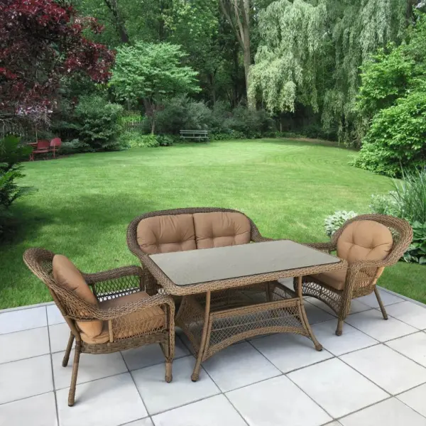 Обеденная группа из искусственного ротанга (диван и 2 кресла) T130Bg/LV520BB-Beige/Beige, цвет бежевый