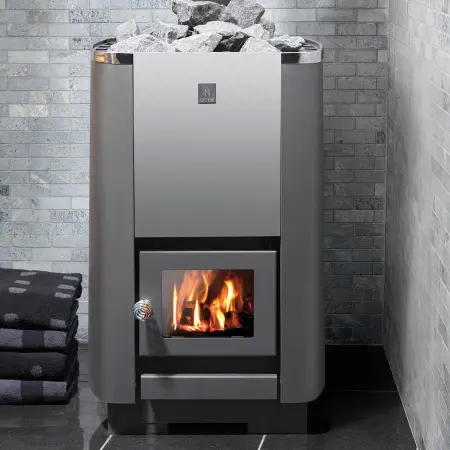 Дровяная печь для бани Кastor Karhu 40, корпус из стали, диаметр дымохода 115 мм