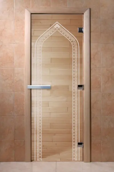 Дверь для бани DoorWood Арка, 700 х 1900 мм, без порога, прозрачная, коробка ольха