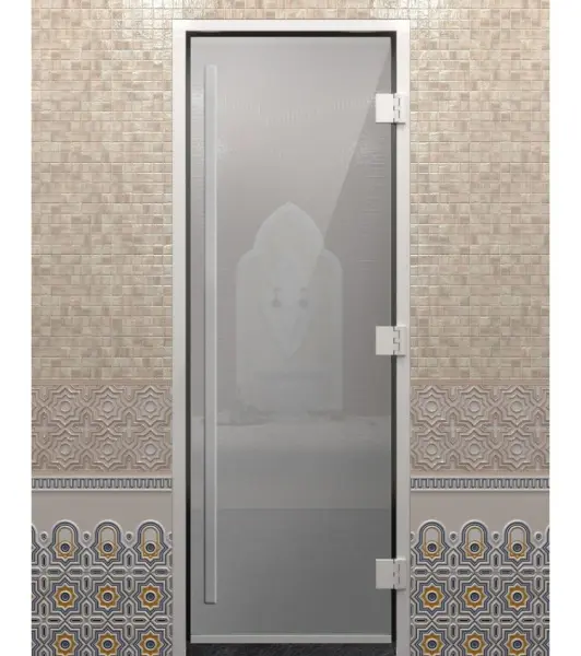 Дверь DoorWood Prestige для хамама, размер 710 х 1900 мм, без порога, стекло сатин, коробка алюминий