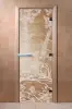 Дверь для сауны DoorWood Мишки, 800мм х 1900мм, без порога, прозрачная, коробка ольха