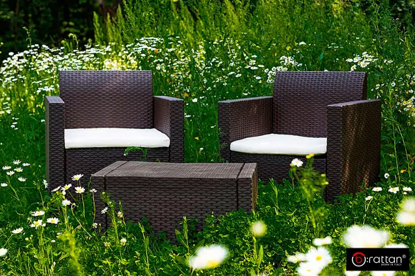 Комплект пластиковой мебели на 2 персоны B:Rattan Nebraska Terrace Set, венге - 2 кресла и кофейный столик