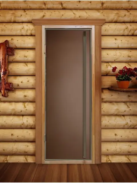 Дверь для сауны DoorWood Престиж Flash Royal, 700 х 1900 мм, порог, бронза матовая, коробка ольха