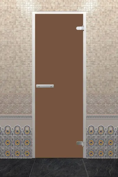 Дверь DoorWood Hamam Light для хамама,бронза матовая, 700 х 1900 мм, без порога, коробка алюминий