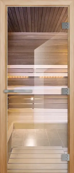 Дверь для сауны DoorWood Эталон, 800 х 2000 мм, без порога, прозрачное, коробка осина