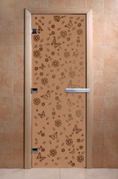 Дверь DoorWood бронза матовая Цветы и Бабочки 1900х700 мм, без порога, коробка ольха
