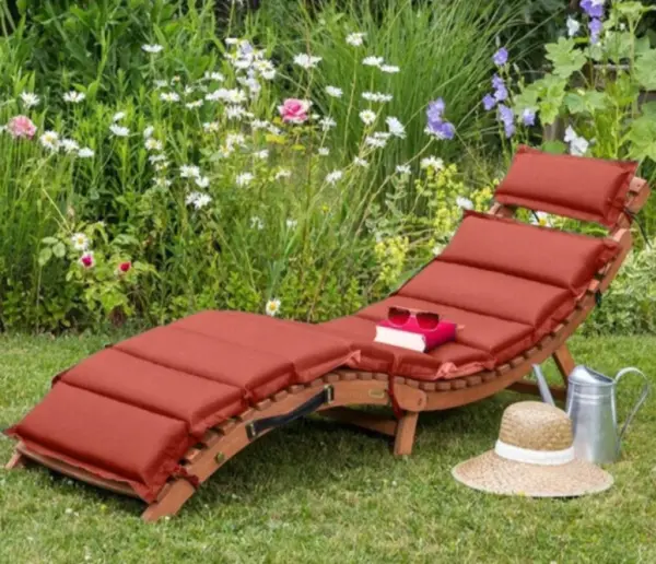 Лежак шезлонг садовый складной AFM-803A Beige-Terracotta, бежевый коричневый,180 х 54 x 68 см. 