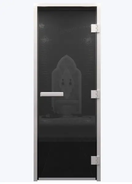 Дверь DoorWood 710 х 1900 мм для бани (хамама), без порога, стекло цвета графит