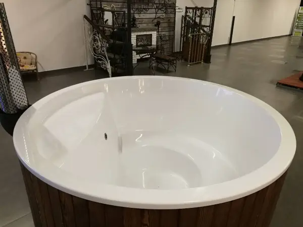 Купель с подогревом (Фурако) композитная круглая PolarSpa KFE220D D=2,2 H=1,1 (дуб натуральный)