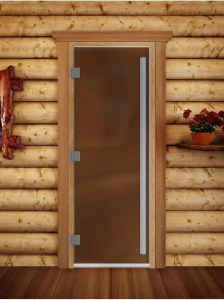 Дверь DoorWood Престиж PRO бронза матовая для бани, 700 х 1900 мм, с порогом, коробка ольха